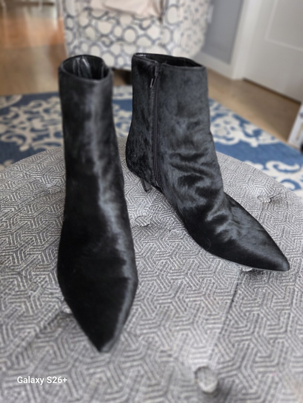 Black Pointed Toe Leather Ankle Boots Sz 11
